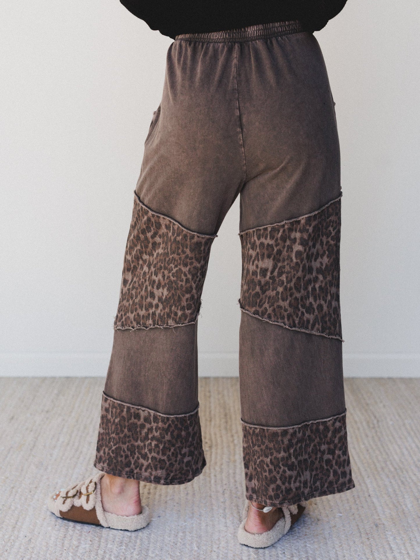 Milana Leopard Print Wide Leg Pants - Brown