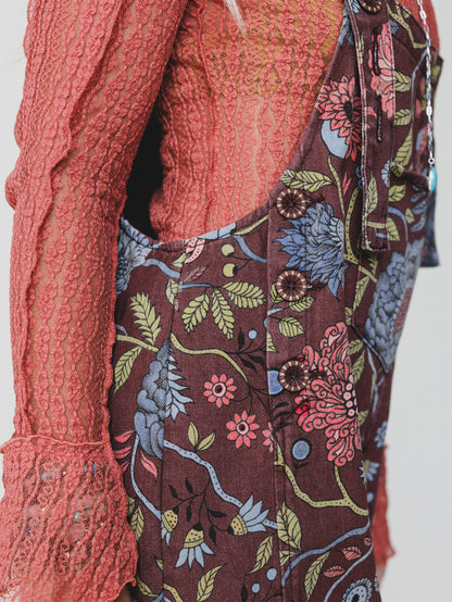 High Hopes Flower Printed Overalls - Brown