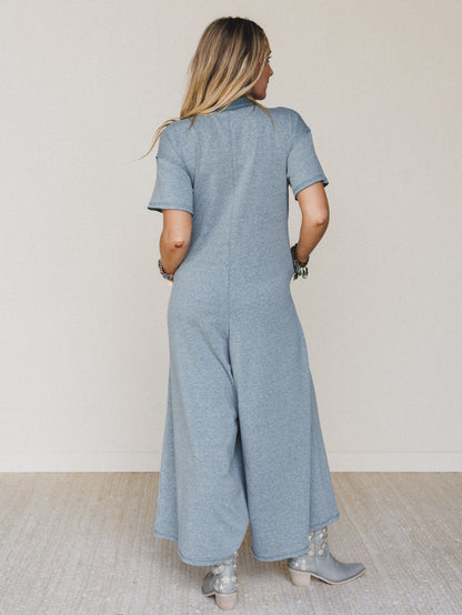 The Nest Jodi Short Sleeve Jumpsuit - Blue