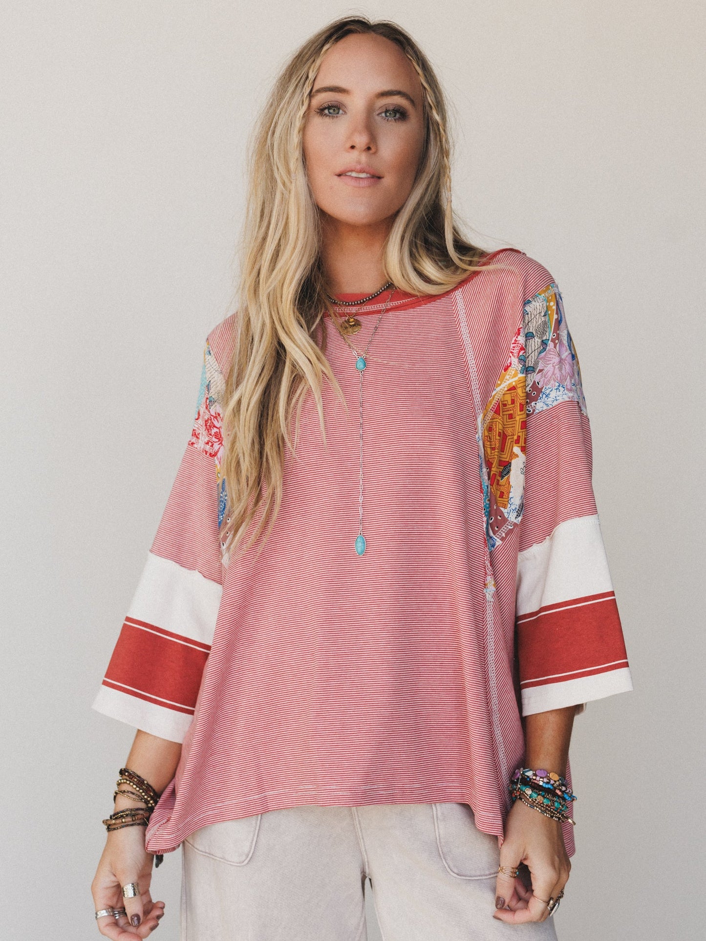 Britt Patchwork Top - Red