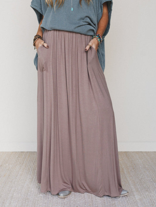 The Perfect Pocketed Maxi Skirt - Mocha - Pre Order