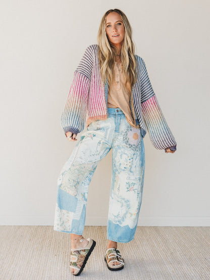 Passport Ready Mix Print Pants - Denim