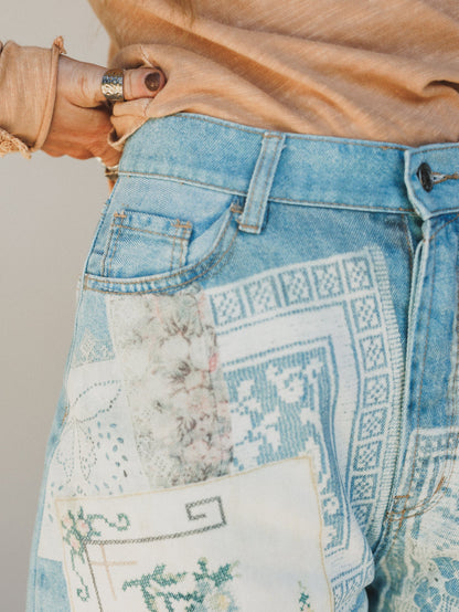 Passport Ready Mix Print Pants - Denim