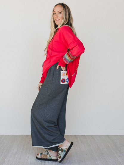 The Nest Love Seeker Crochet Pocket Pants - Charcoal