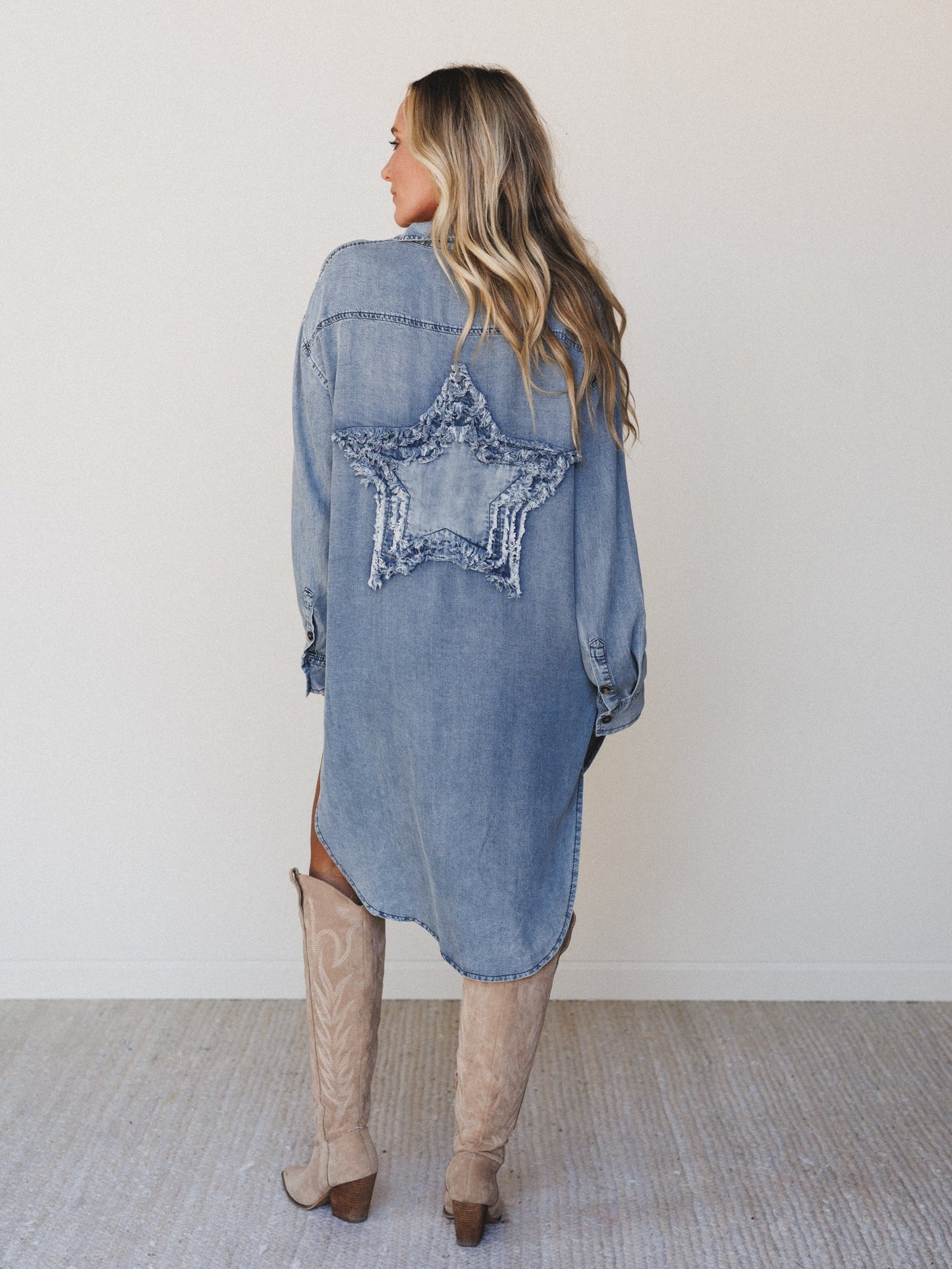 Outrider Button Down Denim Dress - Denim