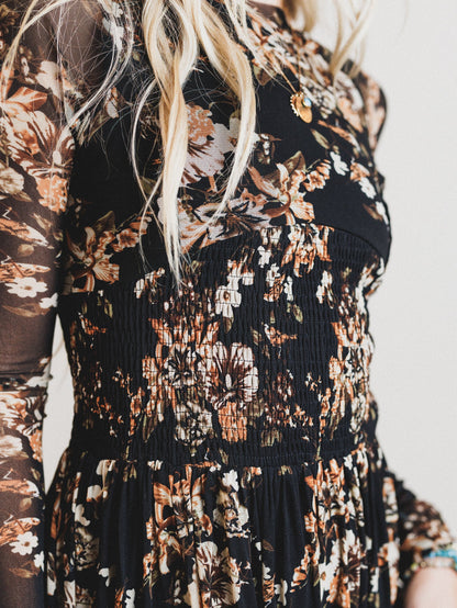 Floral Fantasia Dress - Black
