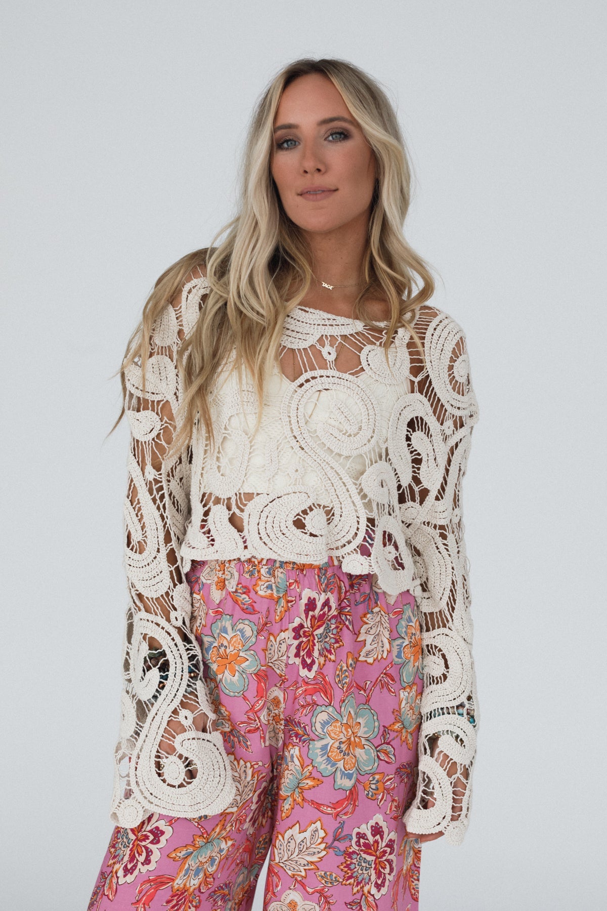 Juliet Crochet Top - Beige