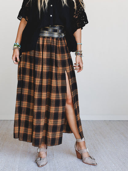 Dusk Meadow Maxi Skirt - Orange