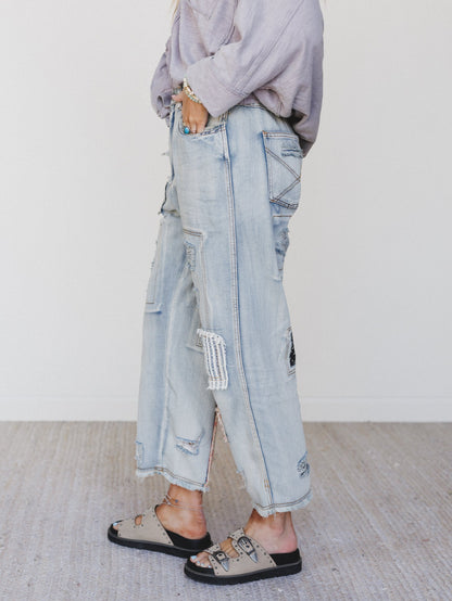 Offshore Patchwork Detail Pants - Denim