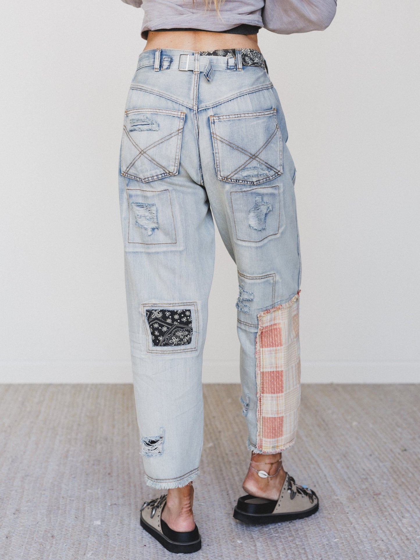 Offshore Patchwork Detail Pants - Denim