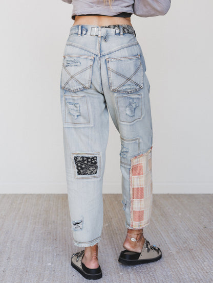 Offshore Patchwork Detail Pants - Denim