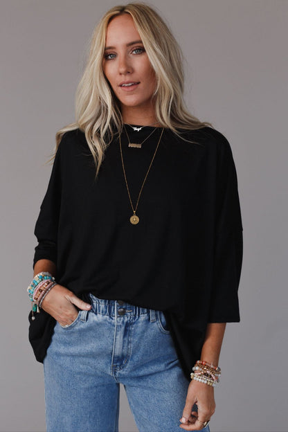 The Nest Cozy Cool Oversized Tee - Black