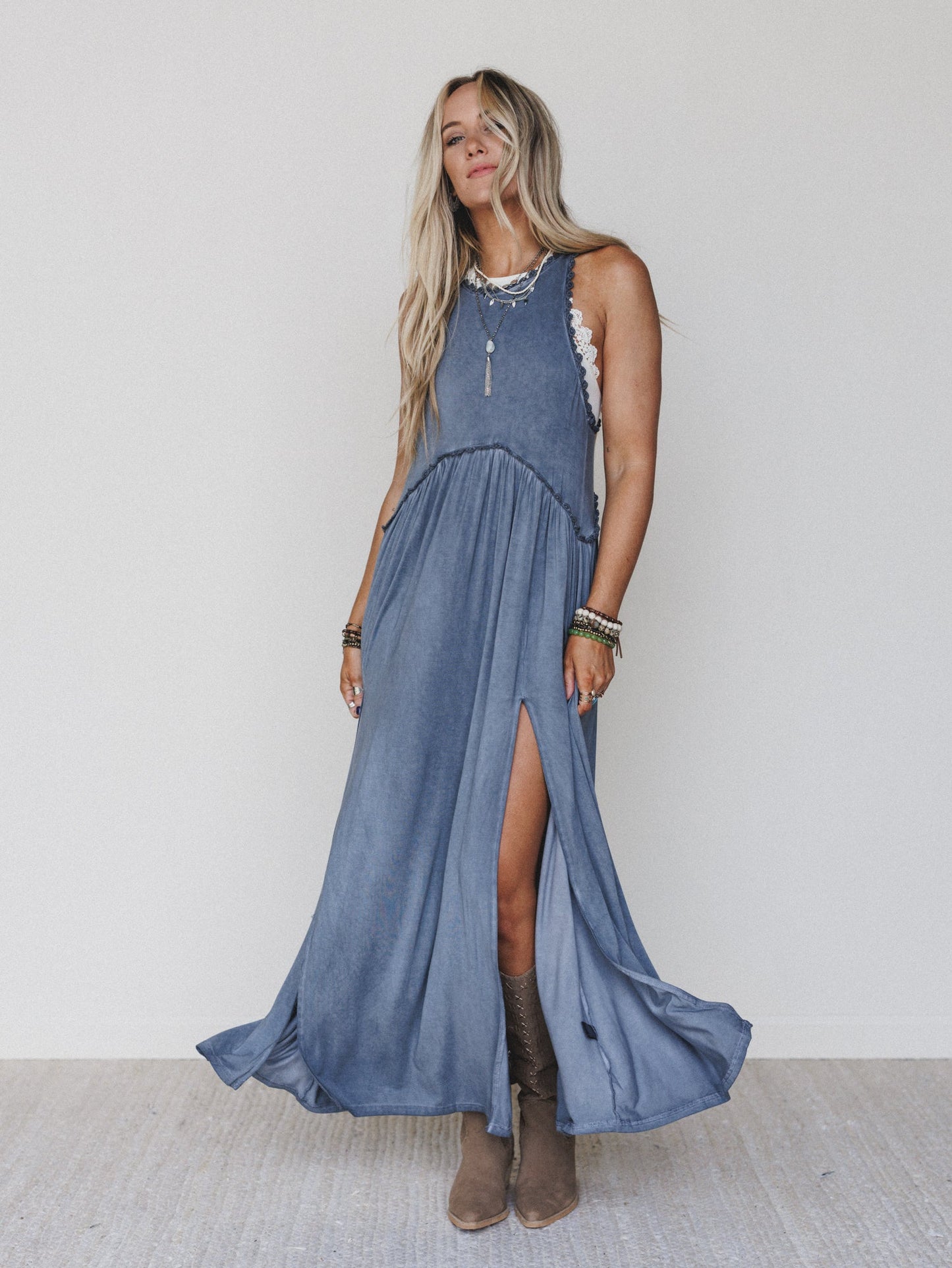 Daisy Chain Maxi Dress - Blue