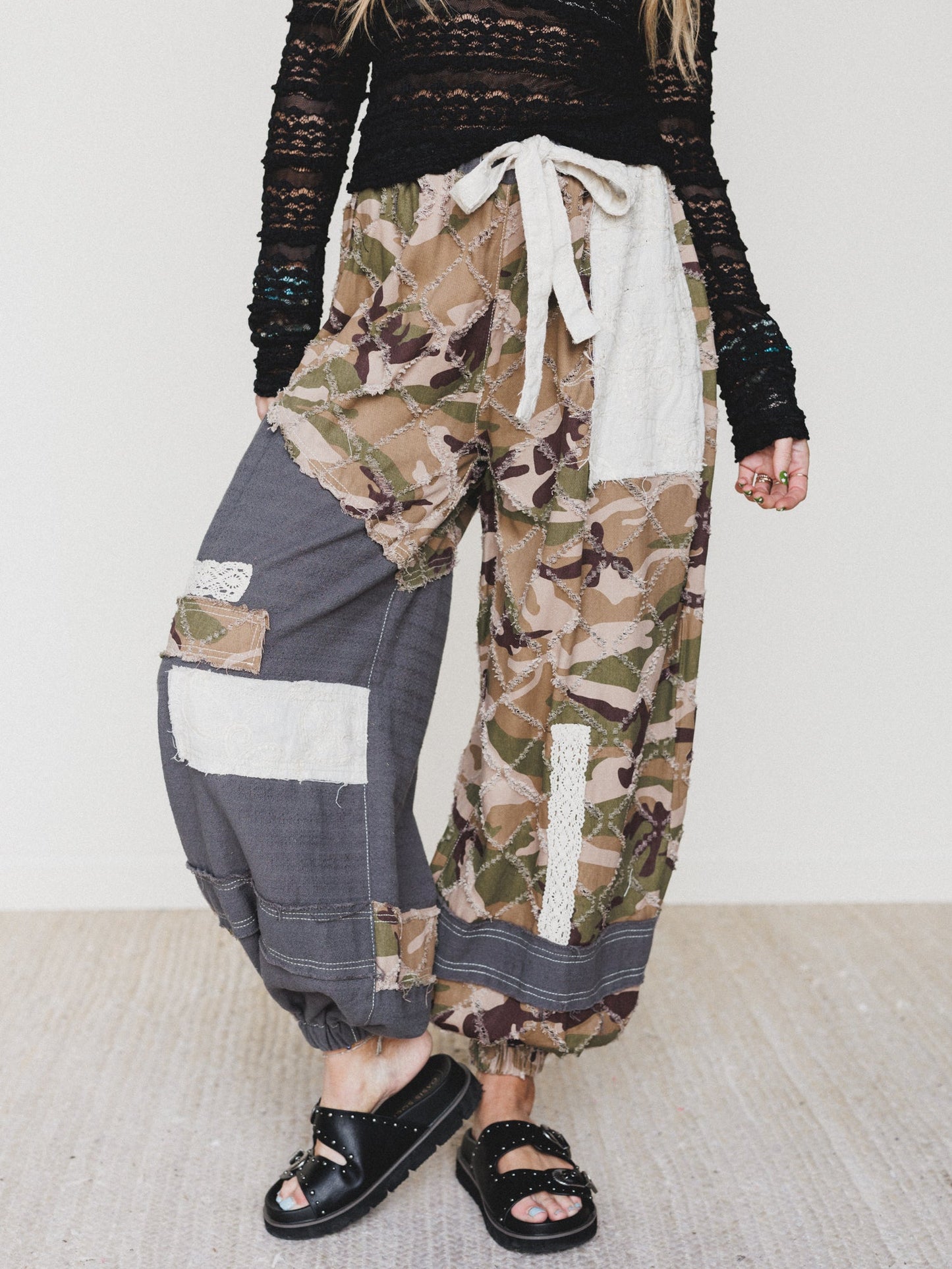 Camo Caravan Wide Leg Joggers - Charcoal