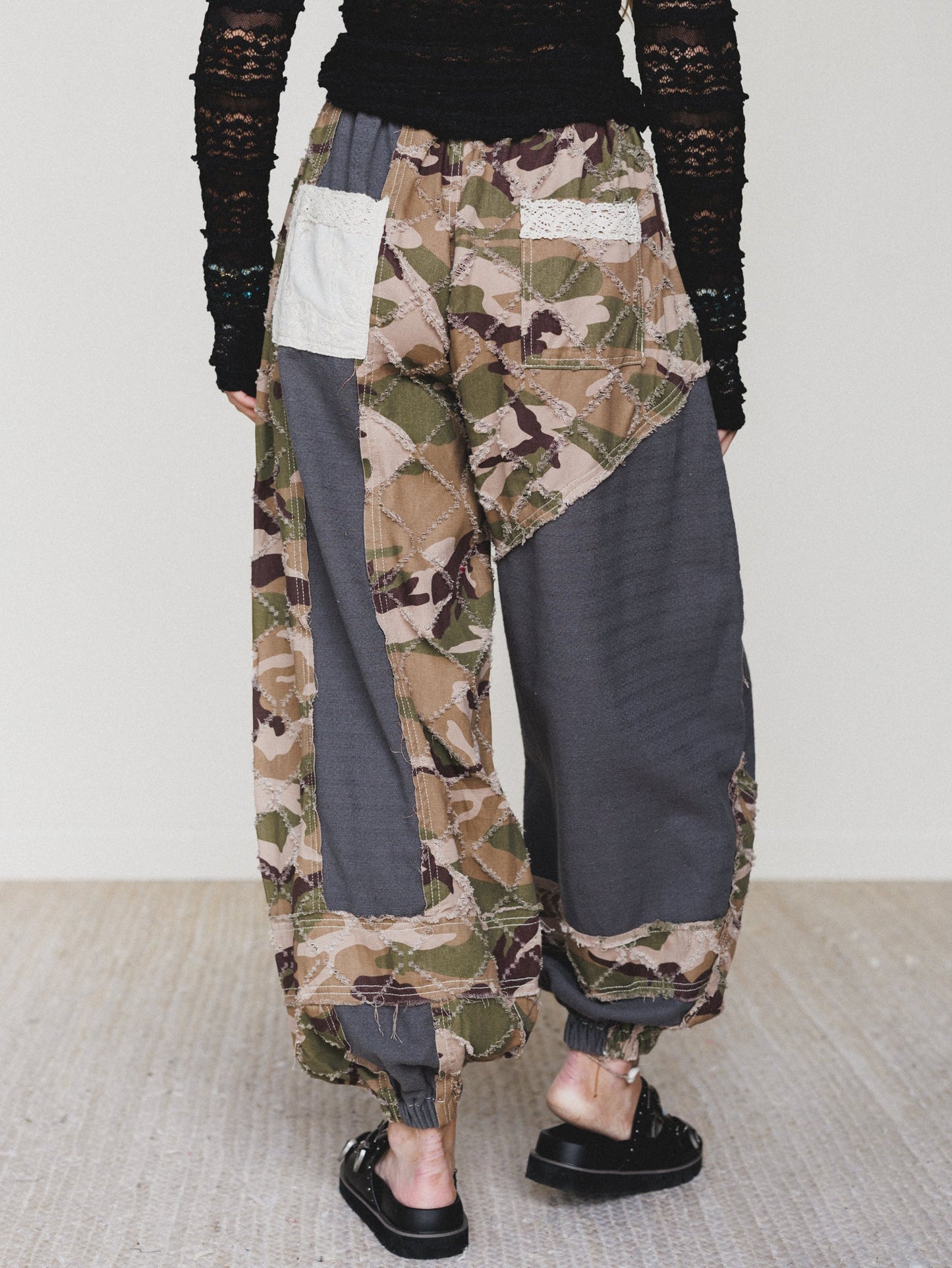 Camo Caravan Wide Leg Joggers - Charcoal