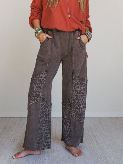 Printed Spirit Wide Leg Pants - Brown
