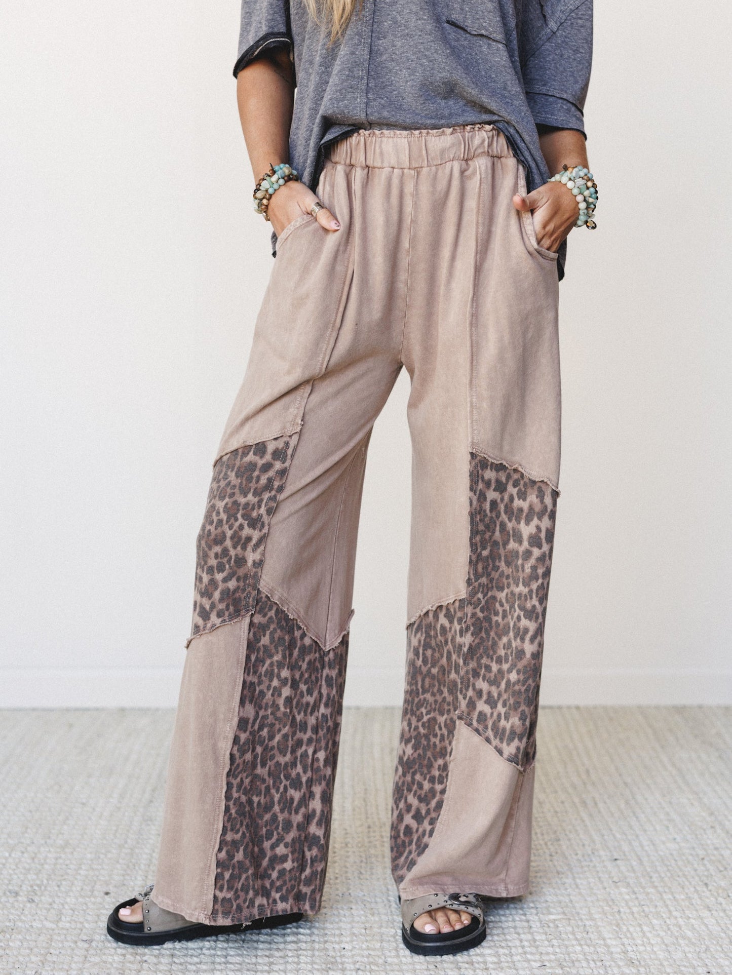 Printed Spirit Wide Leg Pants - Latte