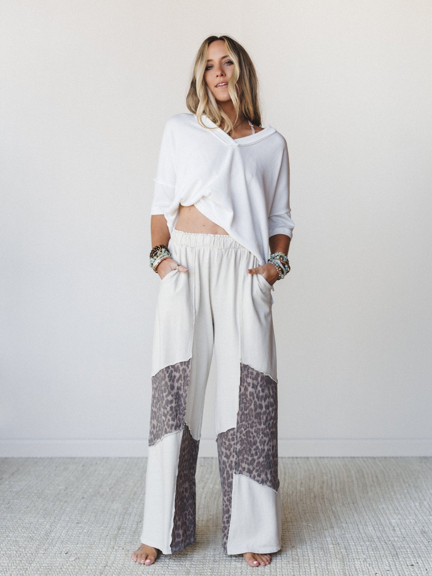 Printed Spirit Wide Leg Pants - Natural