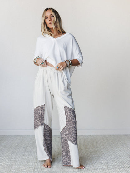 Printed Spirit Wide Leg Pants - Natural