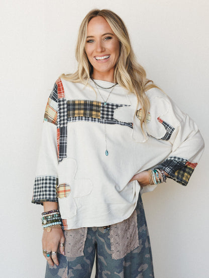 Wild Iris Patchwork Top - Natural