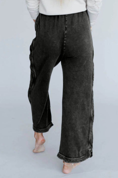 So Comfy Wide Leg Pant Cropped Length - Charcoal