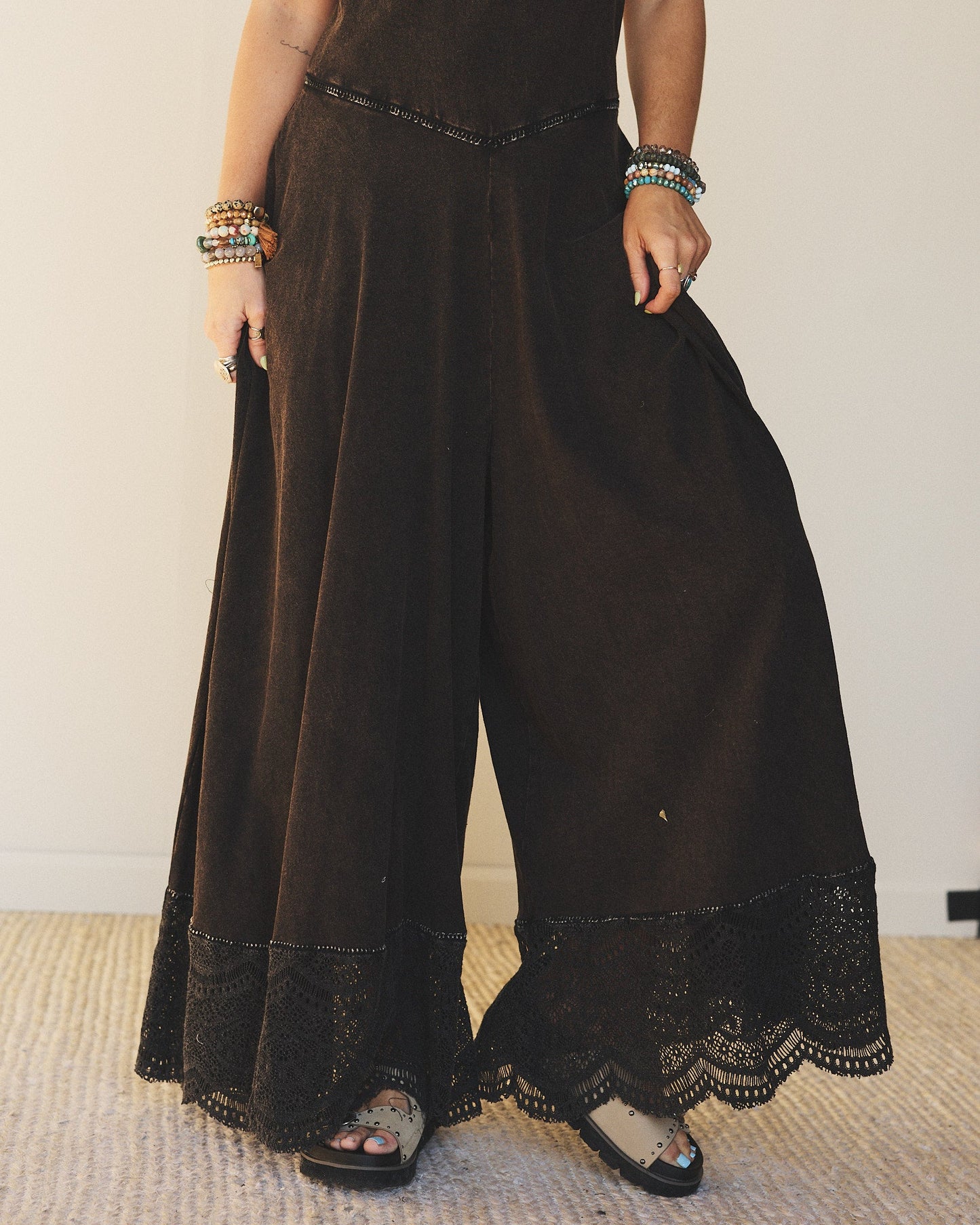 Free Bird Feeling Wide Leg Jumpsuit - Black