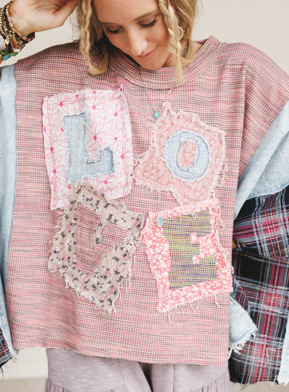 Soft Heart Patchwork Top - Pink