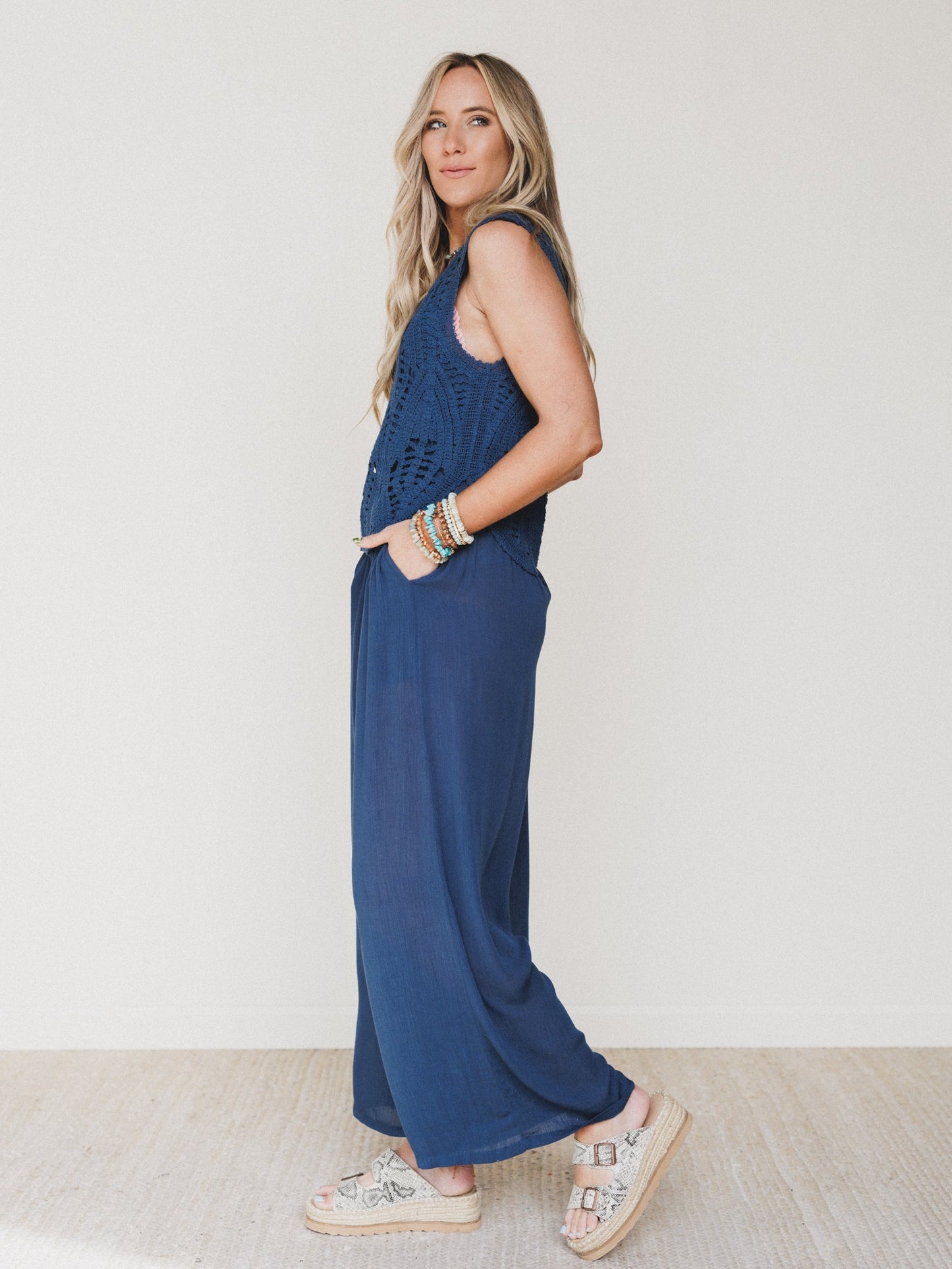 Jolene Wide Leg Jumpsuit - Navy