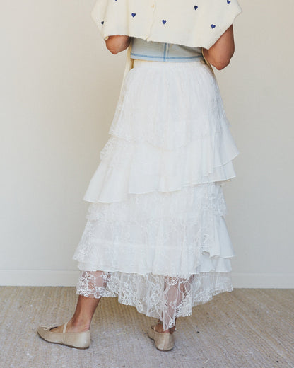 Quiet Getaway Lace Maxi Skirt - Off White