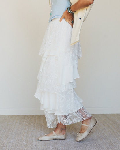 Quiet Getaway Lace Maxi Skirt - Off White