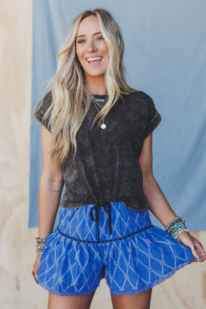 Twilight Waves Print Shorts - Blue