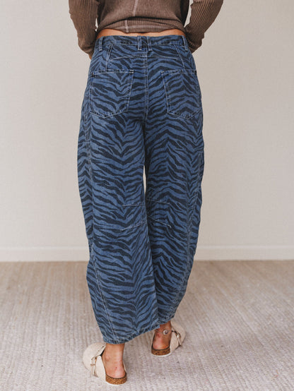 Saddle Sky Animal Print Pants - Denim