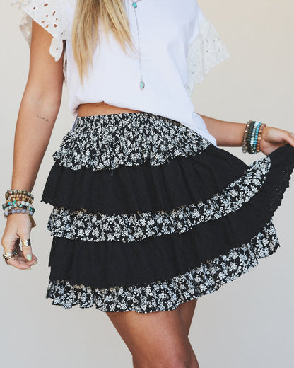 Floral Springs Mini Skort - Black