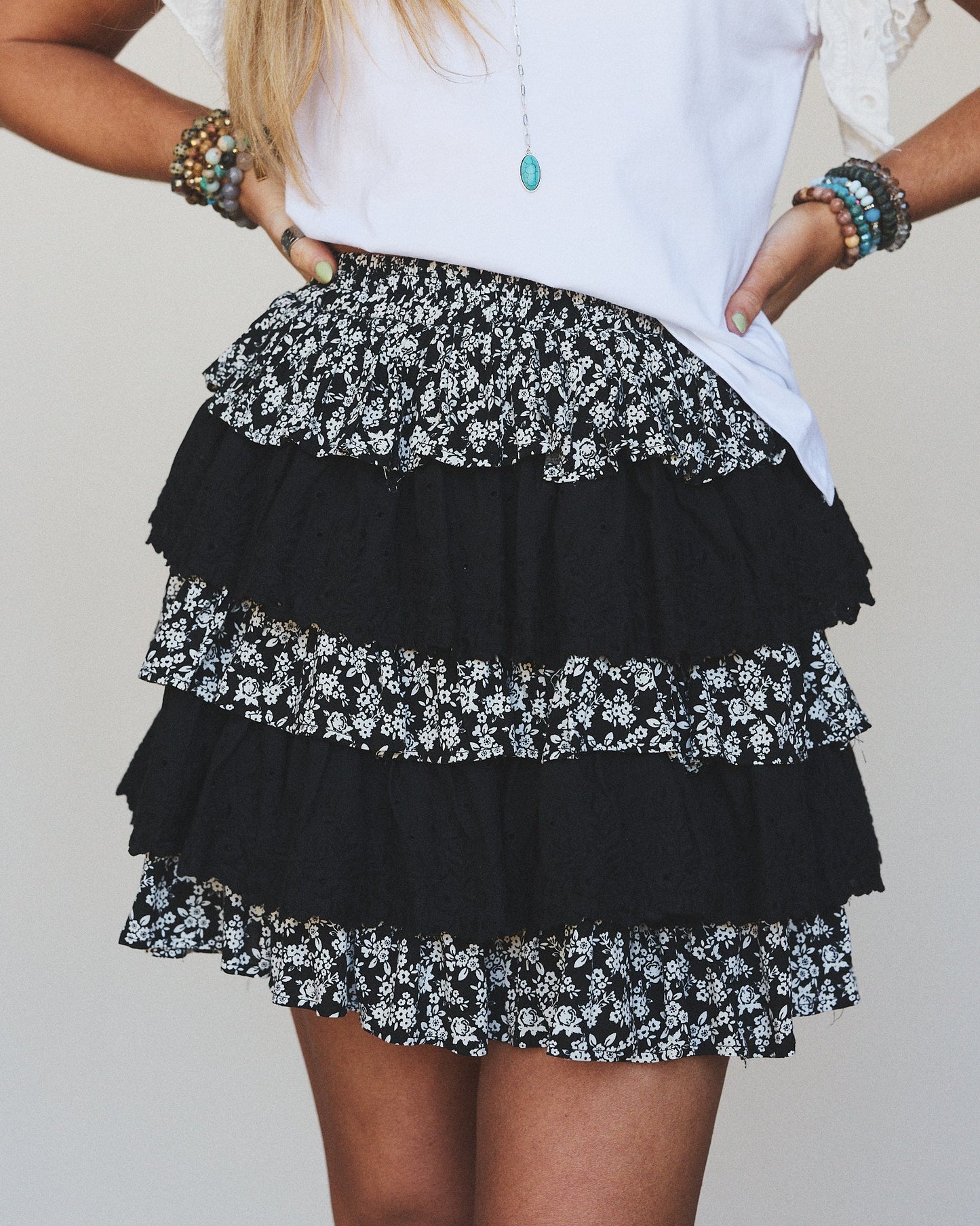 Floral Springs Mini Skort - Black