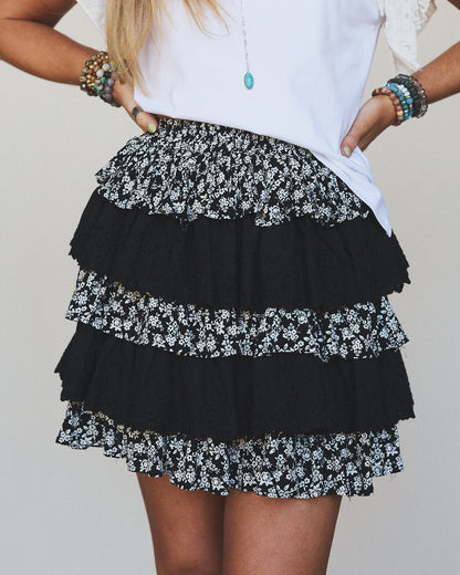 Floral Springs Mini Skort - Black