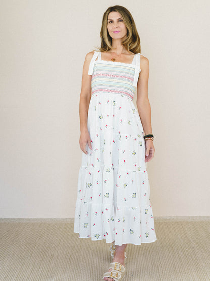 Santorini Embroidered Dress - Off White