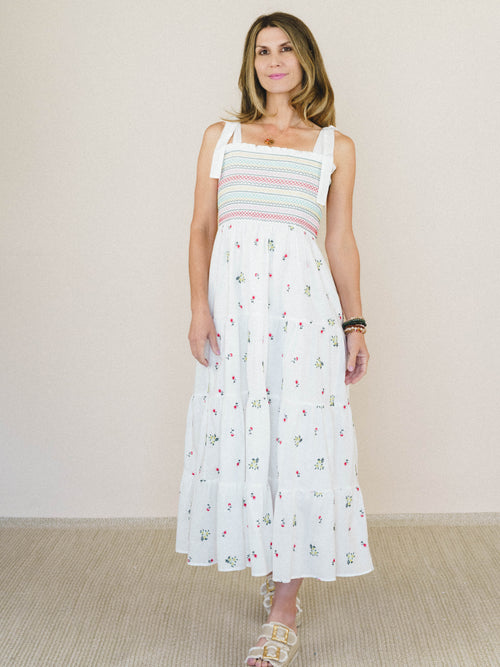Santorini Embroidered Dress - Off White