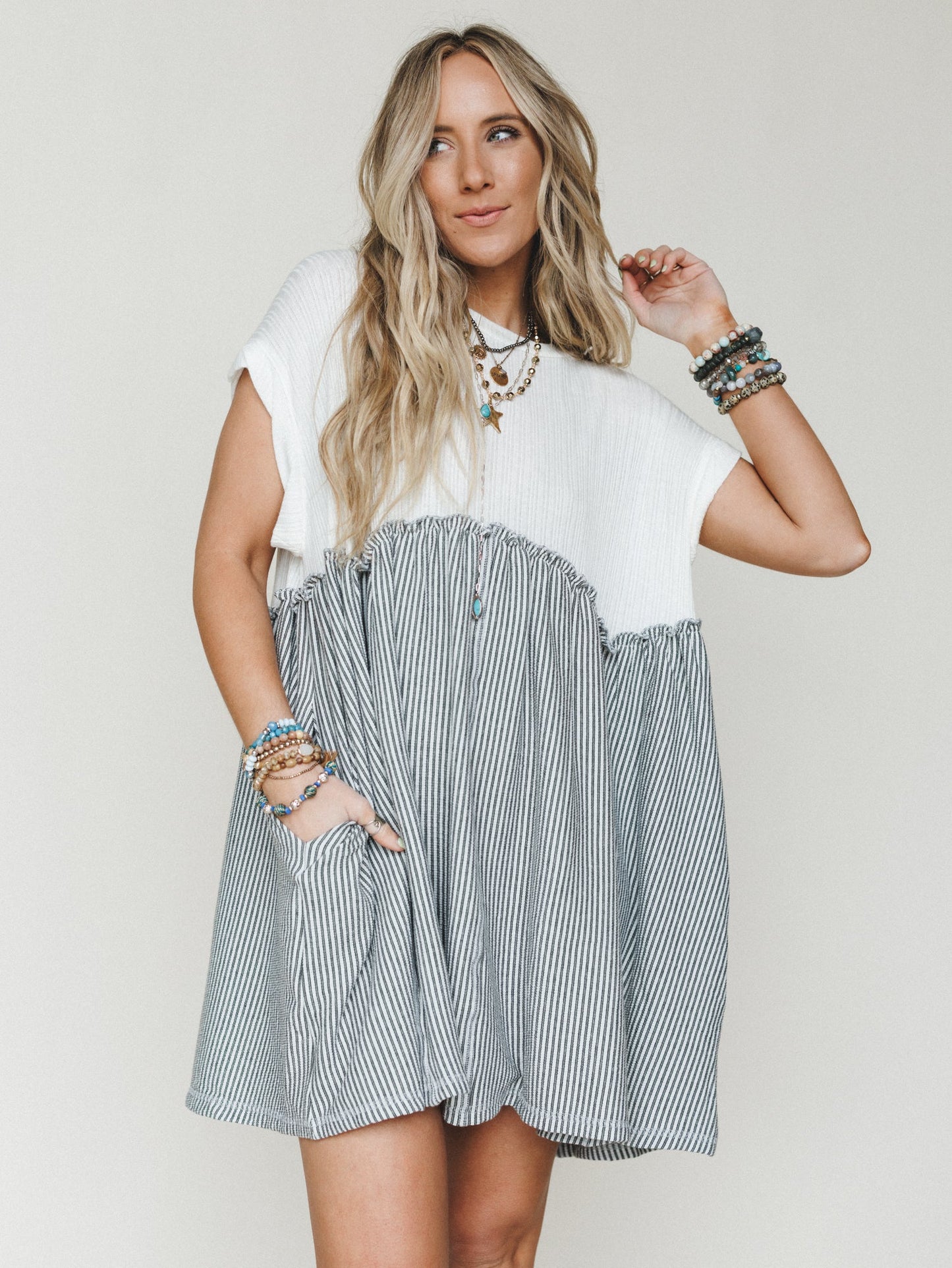The Nest No Fuss Babydoll Dress - Off White