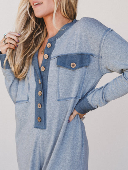 The Nest Jodi Long Sleeve Jumpsuit - Teal
