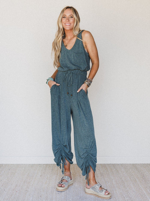 The Nest Solie Cinched Jumpsuit - Green Olive