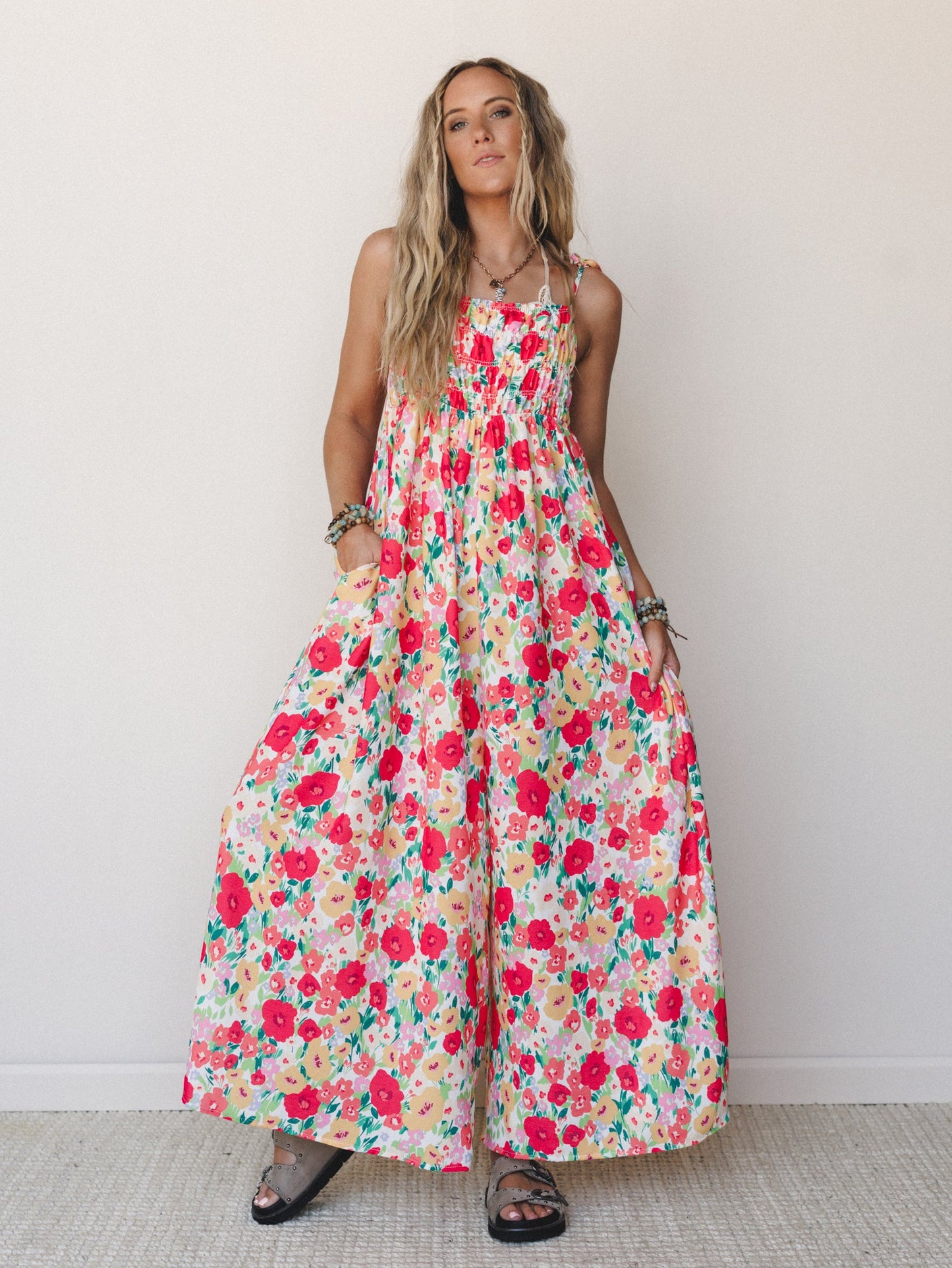 The Nest Bohemian Grace Jumpsuit - Red Floral