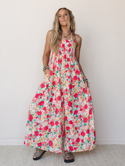 The Nest Bohemian Grace Jumpsuit - Red Floral