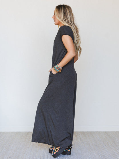 The Nest Daphne Scoop Neck Jumpsuit - Charcoal