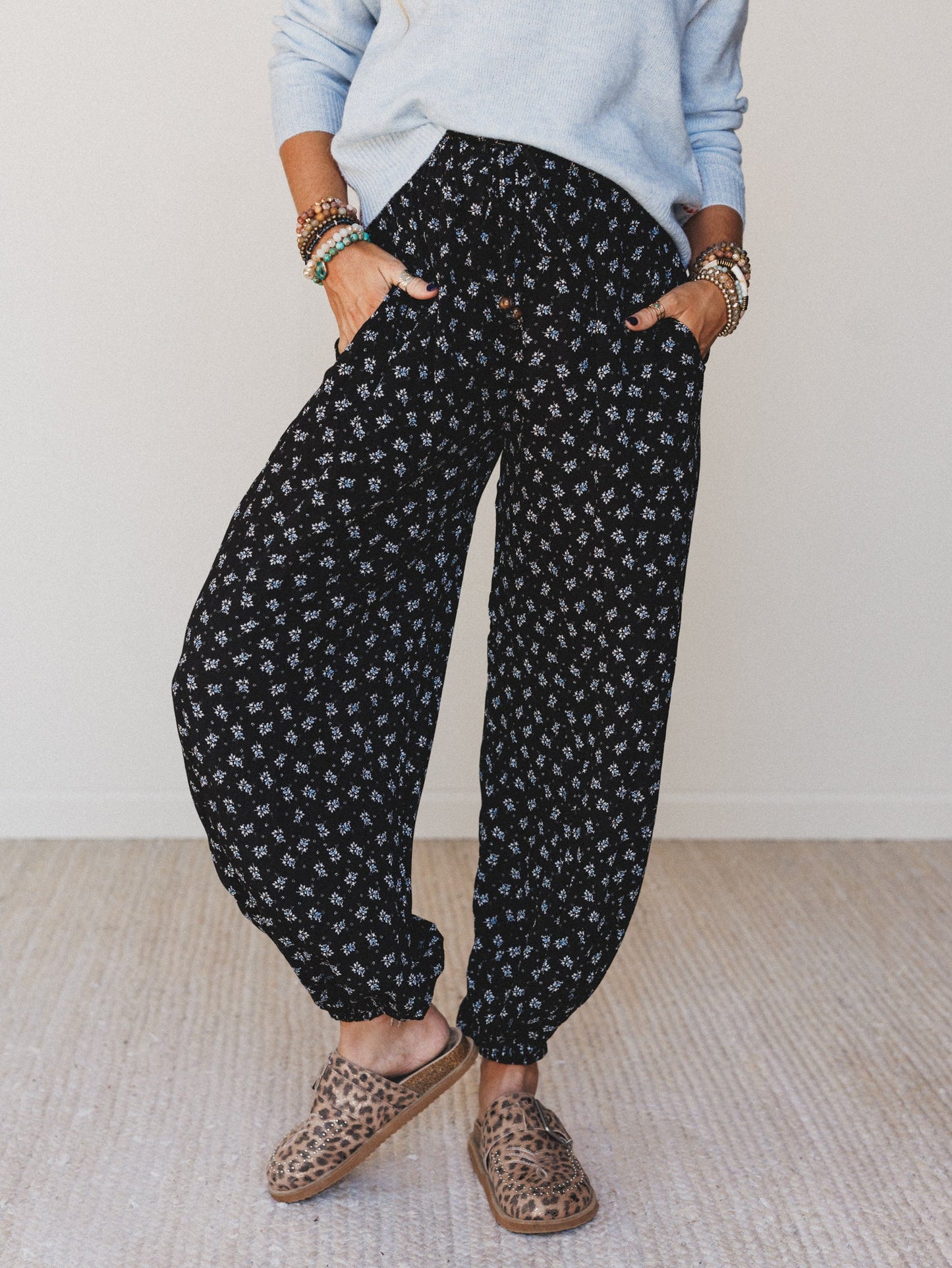 The Nest Emberlyn Wide Leg Cinched Pants - Black