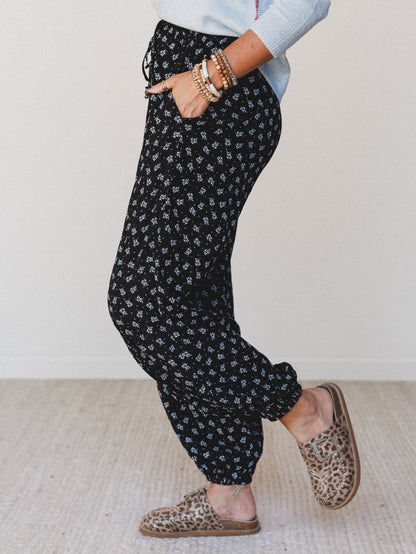 The Nest Emberlyn Wide Leg Cinched Pants - Black