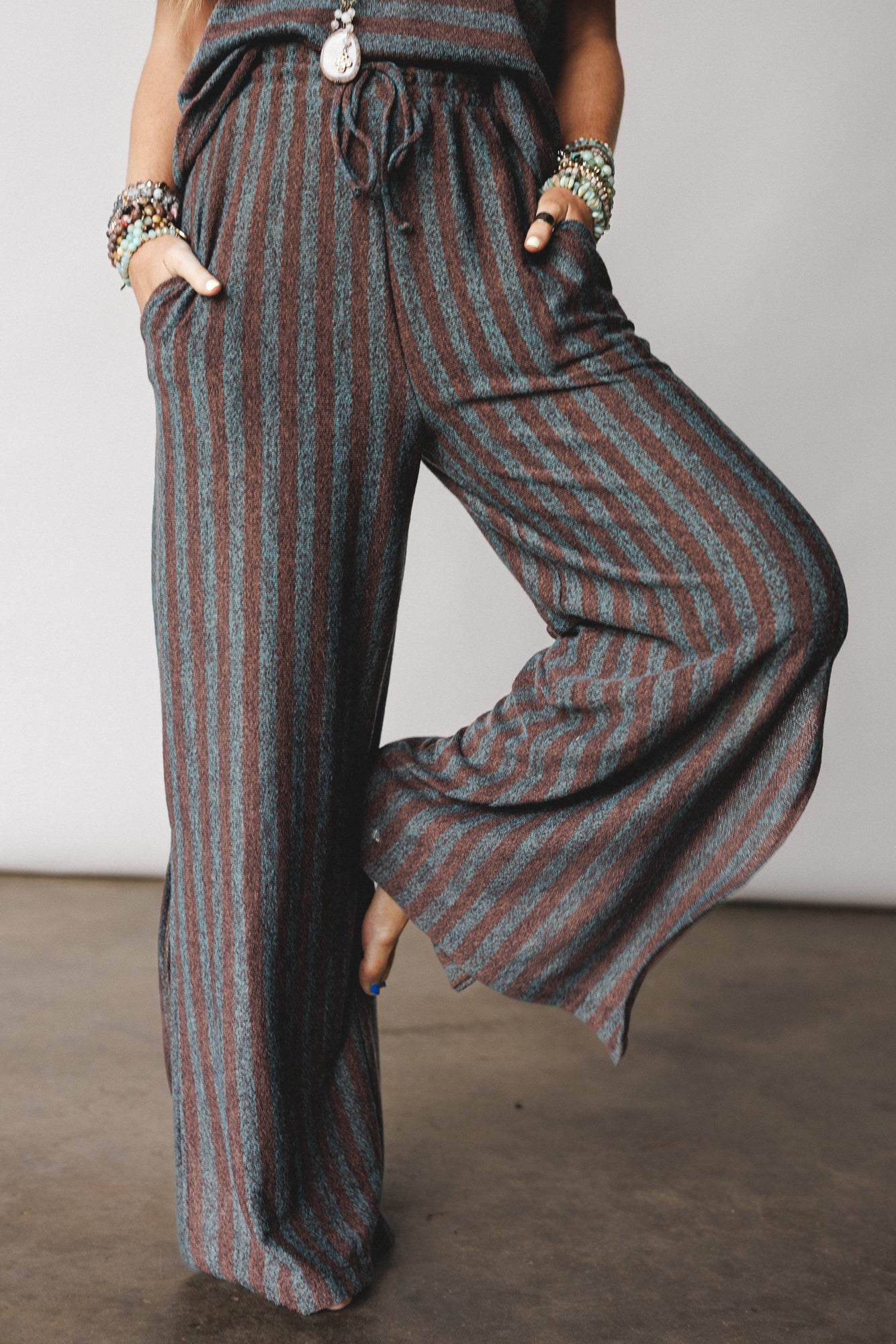 The Nest Ibiza Breeze Drawstring Pants - Mint Brown