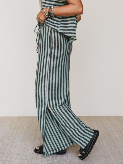 The Nest Ibiza Breeze Drawstring Pants - Sage Black