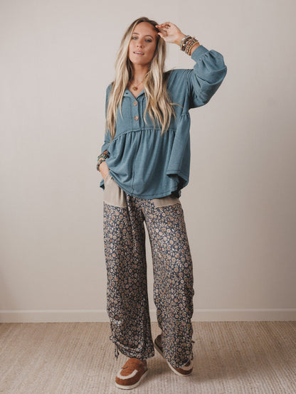 The Nest Pushing Daisies Drawstring Pants - Charcoal