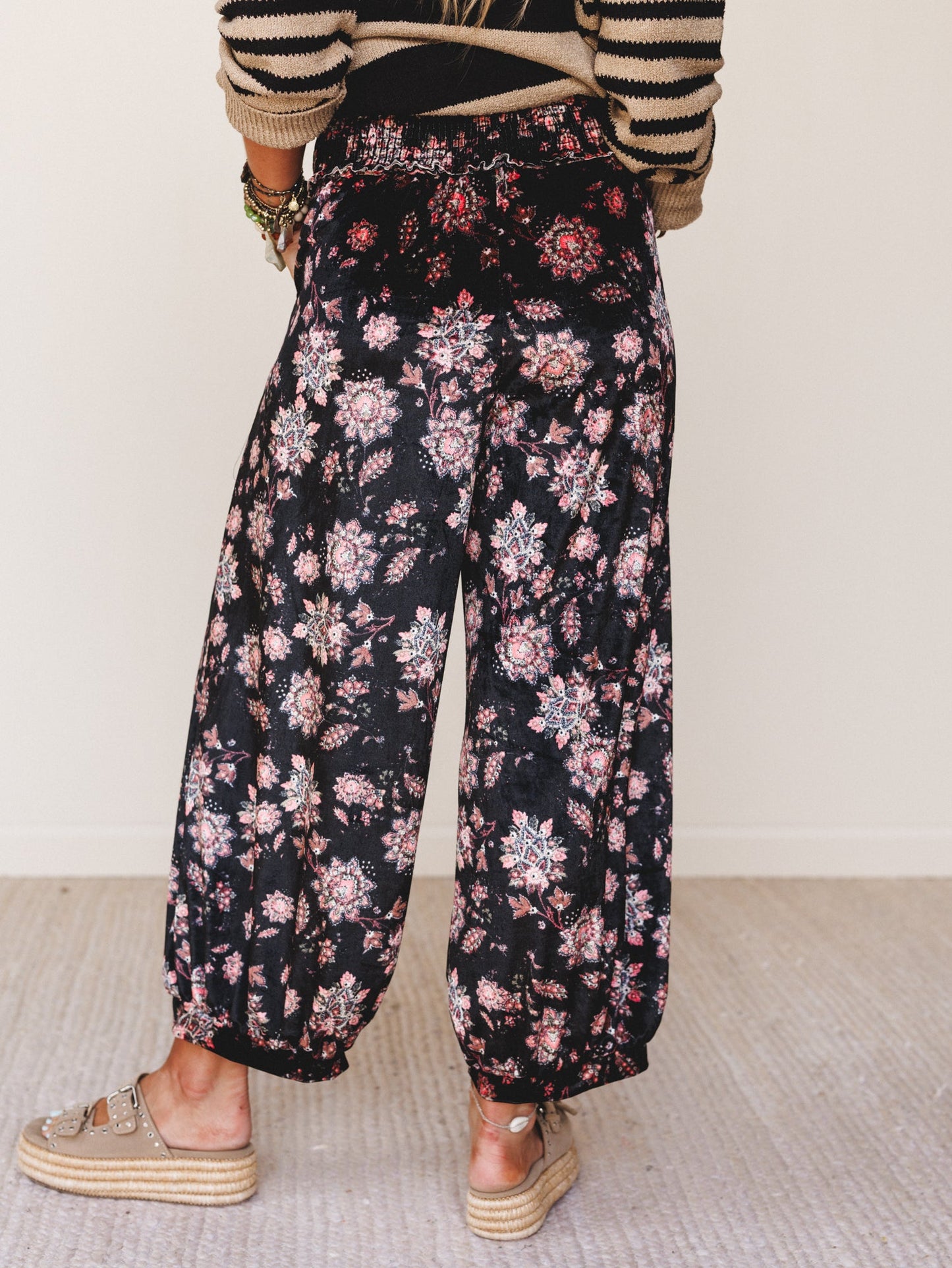 The Nest Gather Together Velvet Wide Leg Pants - Black