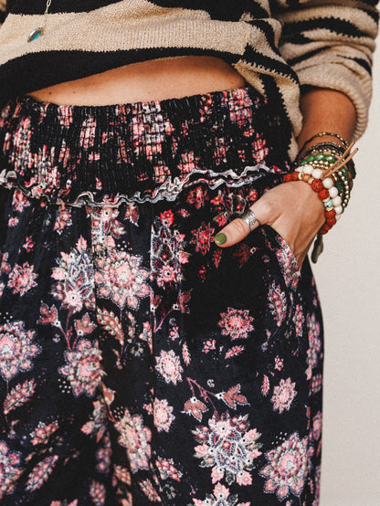 The Nest Gather Together Velvet Wide Leg Pants - Black